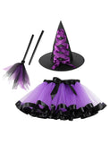 Halloween Tutu Skirt + Witch Hat + Magic Wand Set