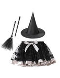 Halloween Tutu Skirt + Witch Hat + Magic Wand Set