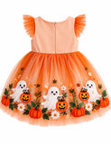 Halloween Cute Ghost & Pumpkin Tulle Party Dress