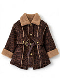 Leopard Print Sherpa Trim Belted Coat