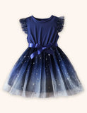 Abito in tulle con maniche volanti a stella