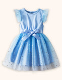 Abito in tulle con maniche volanti a stella