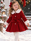 Faux Fur Collar Bow Coat