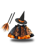 Halloween Tutu Skirt + Witch Hat + Magic Wand Set