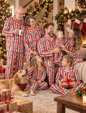 Striped Christmas Tree Print Family Matching Pajamas