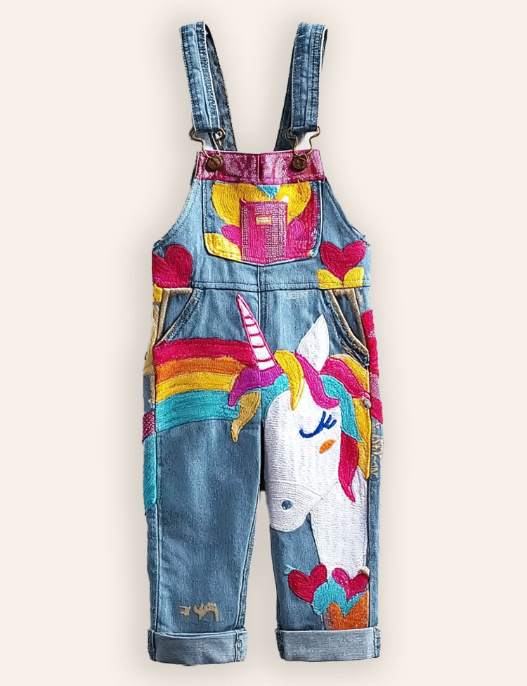 Cartoon Rainbow Unicorn Overalls