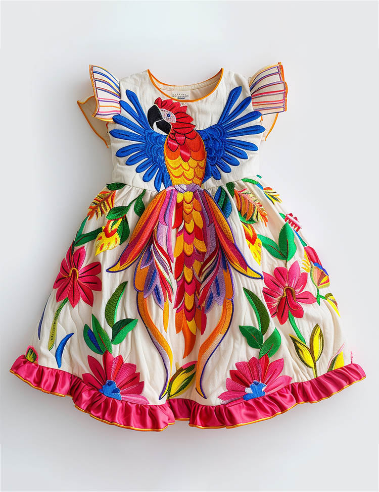Tropical Parrot Floral Summer Dress