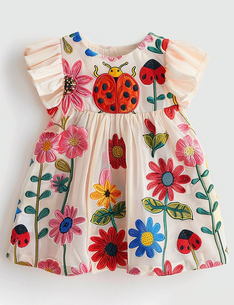 Little Ladybug's Secret Garden Chiffon Dress