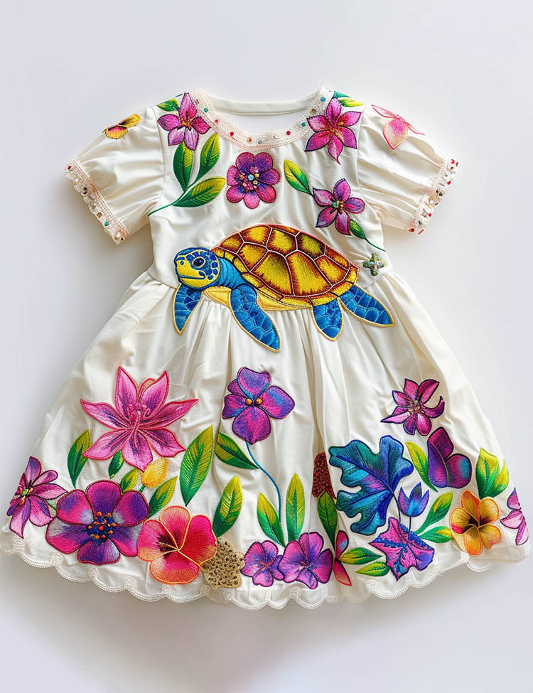 Sea Turtle Short Sleeves Dress