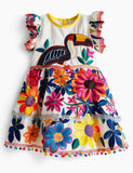 Jungle Fiesta Toucan Bright Floral Sundress