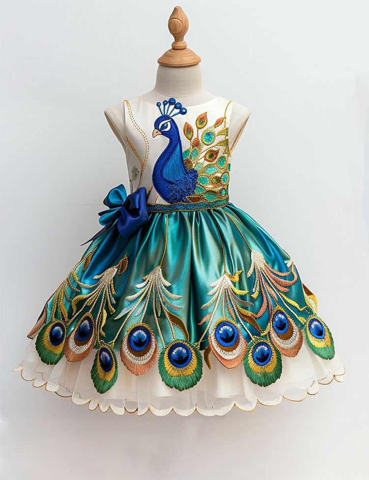 Peacock Bow Party Dress