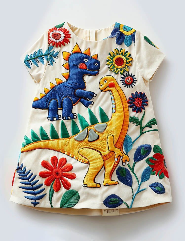 Dinosaur Friends Colorful A-Line Dress