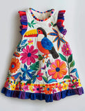 Jungle Fiesta Toucan Bright Floral Sundress