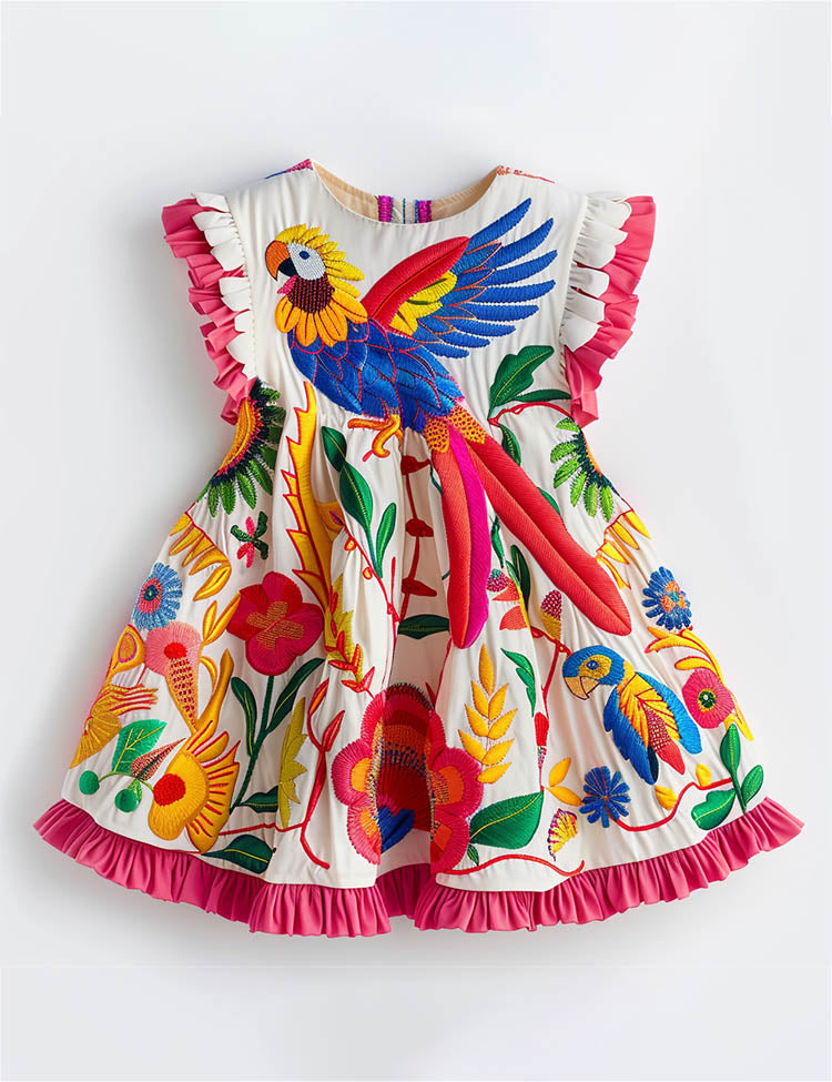 Tropical Parrot Floral Summer Dress