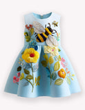 Bee Applique Floral Garden Dress