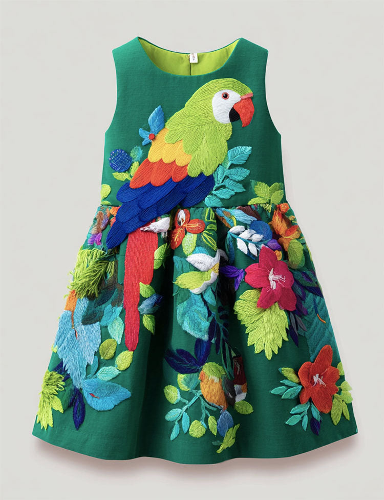 Forest Parrot Party Dress