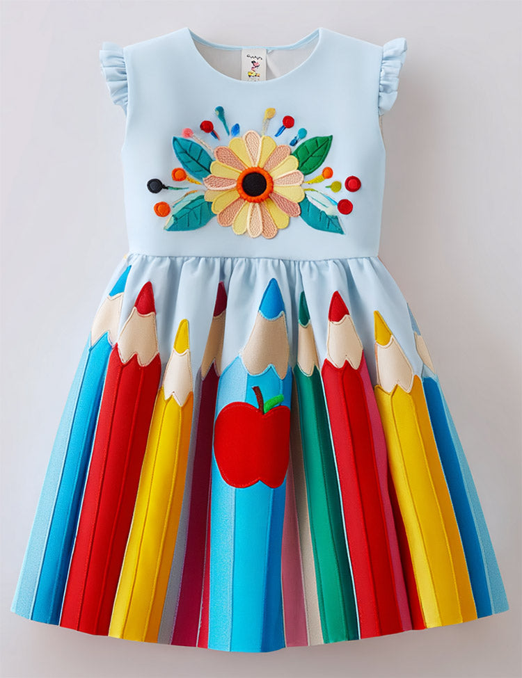 Back to School Apple Rainbow Pencil Dress