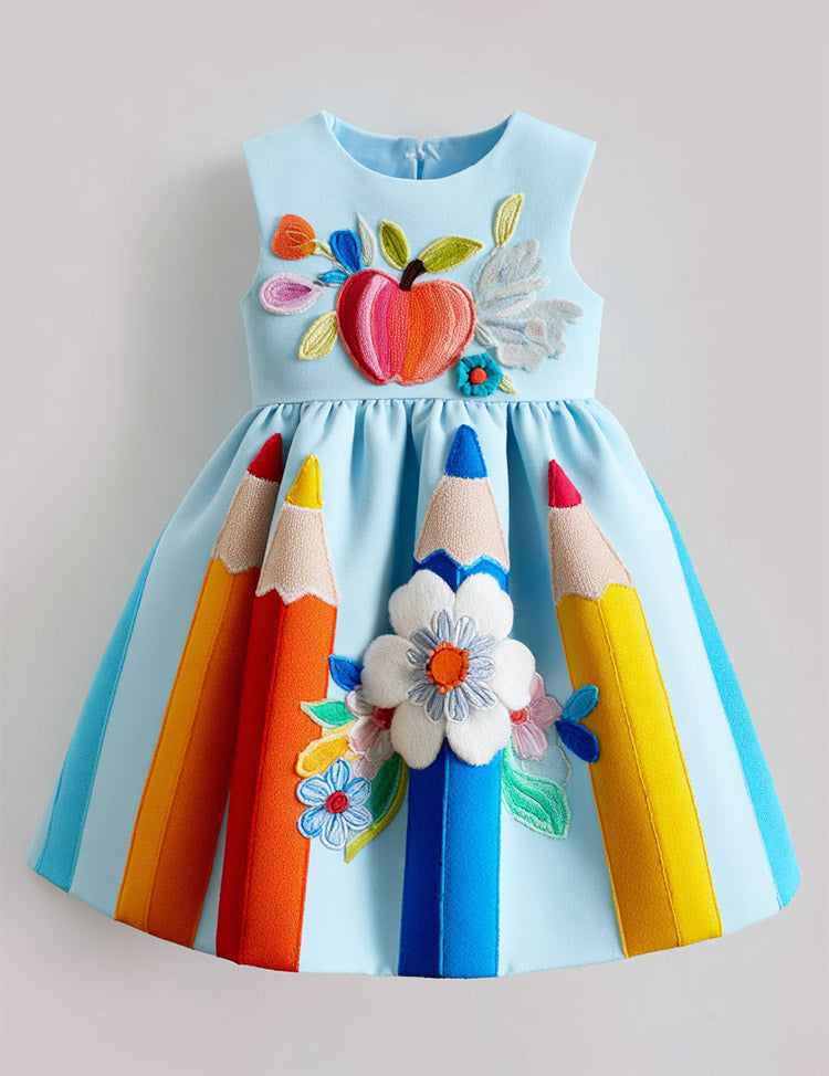 Back to School Apple Rainbow Pencil Dress