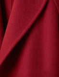 Burgundy Faux Fur Collar Wool Coat