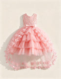Enchanted Rose Tiered Red Tulle Gown