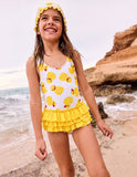 Cute Duckling Multi-layer One-piece Halter Swimsuit