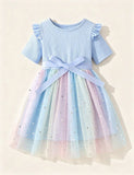 Children's Bow Gradual Change Tulle Princess Dress