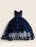 Enchanted Rose Tiered Red Tulle Gown