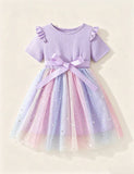 Children's Bow Gradual Change Tulle Princess Dress