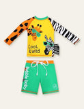 Animal Long Sleeve Swim Suit + Cap - Mini Taylor