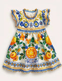 Sunshine Citrus Scalloped Dress