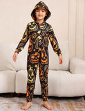 Halloween Pumpkin Print Family Matching One-piece Pajamas