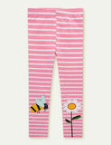 Bee&Flower Appliqué Knitted Striped Leggings - Mini Taylor