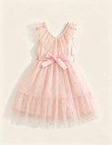 Multi-color Peach Heart Neck Splicing Sequined Tulle Dress