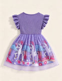 Rainbow Unicorn Print Tulle Dress