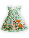 Floral Fox Appliqué Party Dress