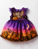 Halloween Owl & Pumpkin Tulle Party Dress