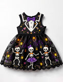 Halloween Skeleton Suit Collar Tulle Party Dress