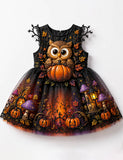 Halloween Owl & Pumpkin Tulle Party Dress