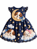 Sleeping Puppy Moon Clouds Party Dress