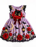Midnight Rose Black Cat Vintage Dress