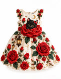 Rose & Black Cat Party Dress