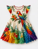 Forest Colorful Parrot Party Dress