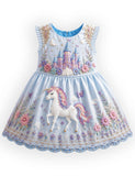 Unicorn Applique Dream Castle Party Dress