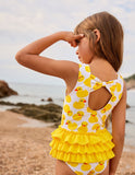 Cute Duckling Multi-layer One-piece Halter Swimsuit