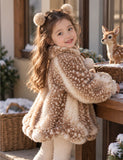 Cozy Fawn Print Faux Fur Coat