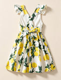 Halter kjole med citrontryk
