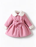 Faux Fur Collar Bow Coat
