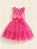 Multi-color Peach Heart Neck Splicing Sequined Tulle Dress