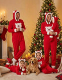 Christmas Family Matching Bear Fleece Hooded Zip-Up Pajamas
