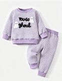 Halloween Ghost Embroidered Sweatshirt Set